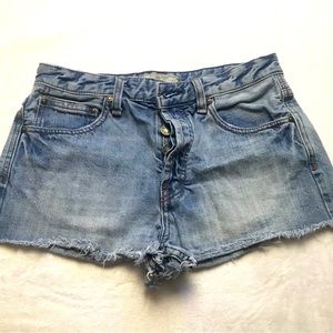 Free People Womens Button Fly Cut Off Denim Jean Shorts Size W 27 Flaw